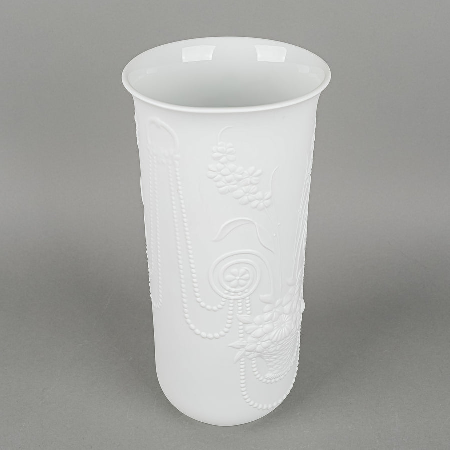 KAISER M.Frey White Bisque Floral Op Art Vase