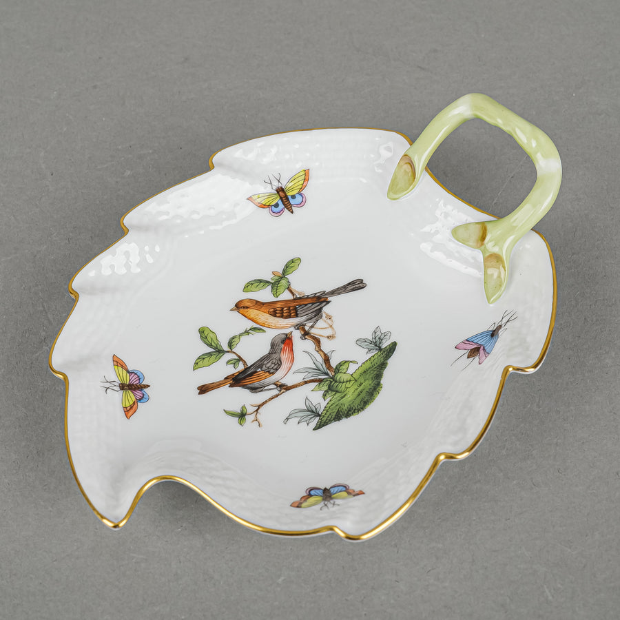 HEREND Rothschild Bird Leaf Dish