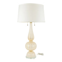 Murano Style Blown Aventurine Glass Lamps With Shades Set Of 2