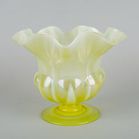 JOHN WALSH WALSH Opalescent Vaseline Glass TULIP Vase