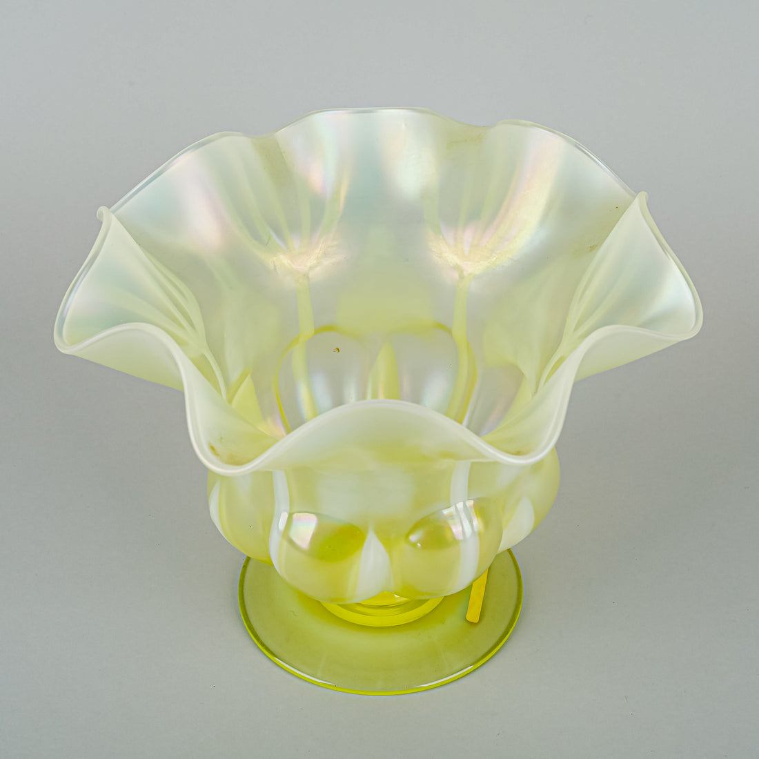 JOHN WALSH WALSH Opalescent Vaseline Glass TULIP Vase