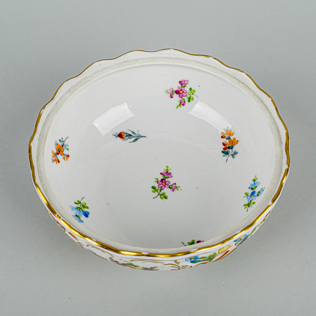 CARL THIEME DRESDEN Hand Painted Pierced Lidded Bowl