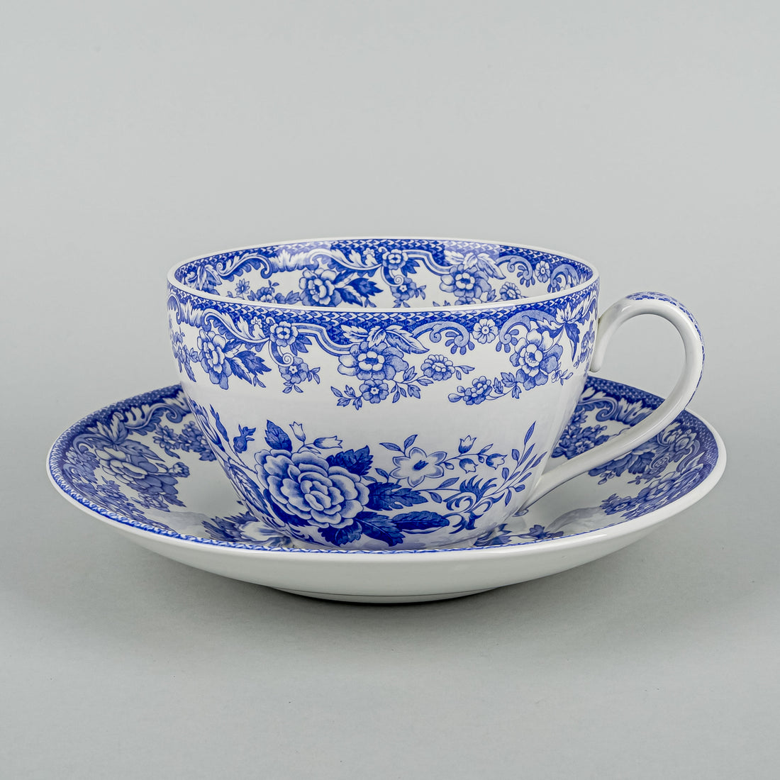 SPODE Blue Room British Flowers Jumbo Cup & Saucer