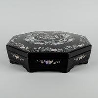 Asian Lacquer And Mother-Of-Pearl Octagonal Covered Box