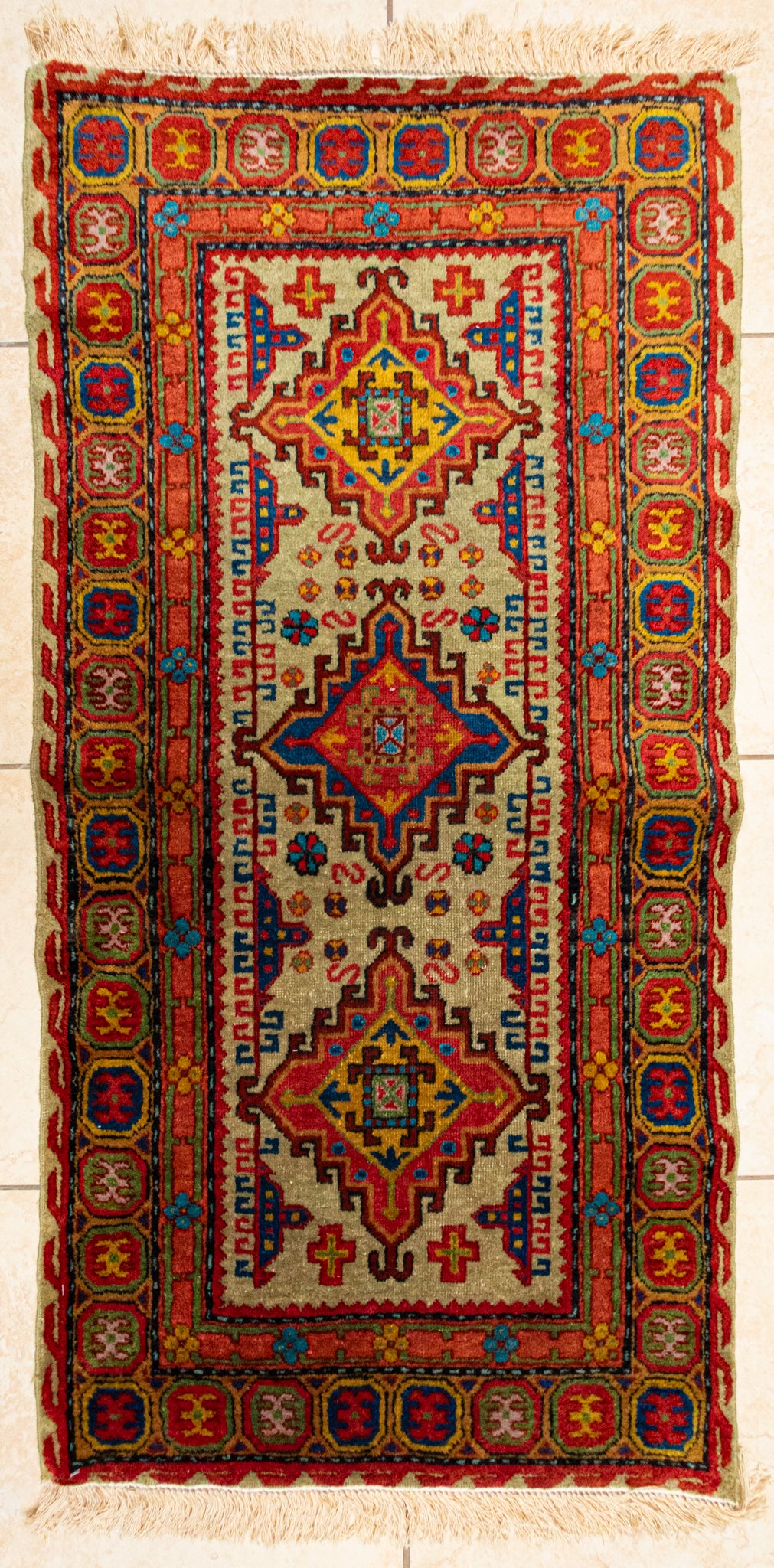 Hand Knotted Wool Kazak Style Rug          60"x30"