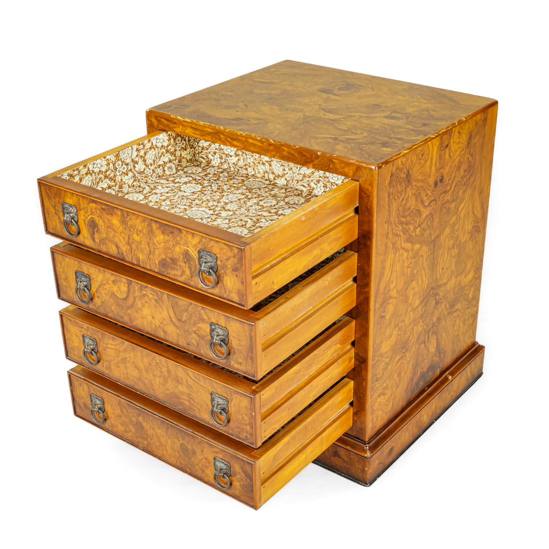 Oyster Burl Four Drawer End Table