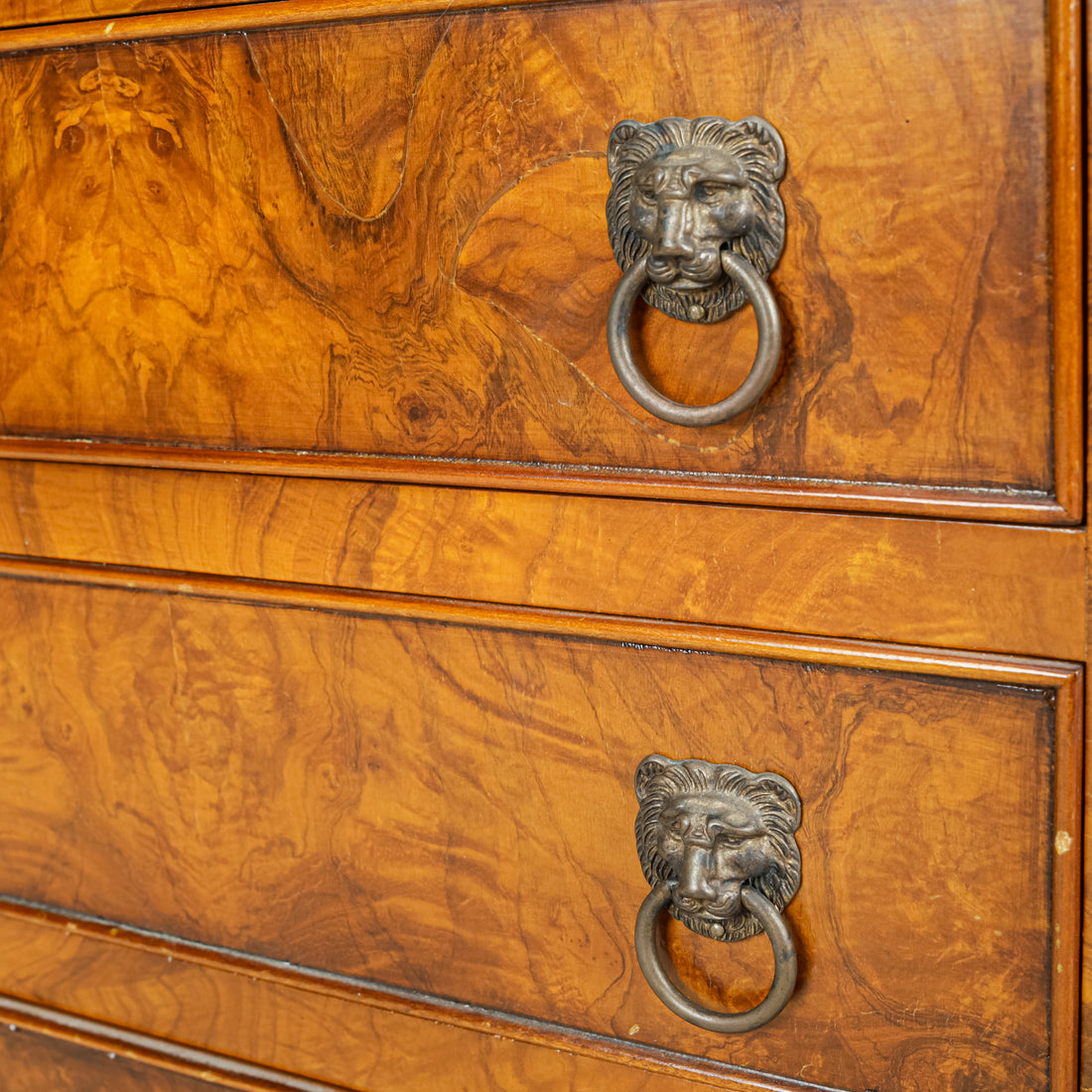 Oyster Burl Four Drawer End Table
