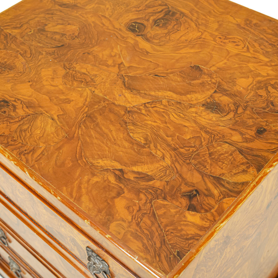 Oyster Burl Four Drawer End Table