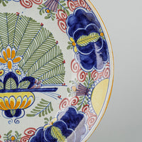 DE KLAAUW Delftware Polychrome Peacock Feather Wall Plate