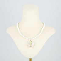 MIRIAM HASKELL Milk Glass Hand Painted Necklace