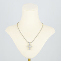SWAROVSKI Silver-Tone Cable And Clear Cubic Zirconia Cross Pendant Necklace