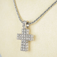SWAROVSKI Silver-Tone Cable And Clear Cubic Zirconia Cross Pendant Necklace