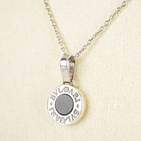 BVLGARI Vintage Sterling Silver With Black Onyx Disc Pendant Necklace