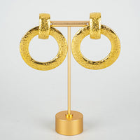 CHANEL Vintage Gold Plated Debossed Convertible Earrings