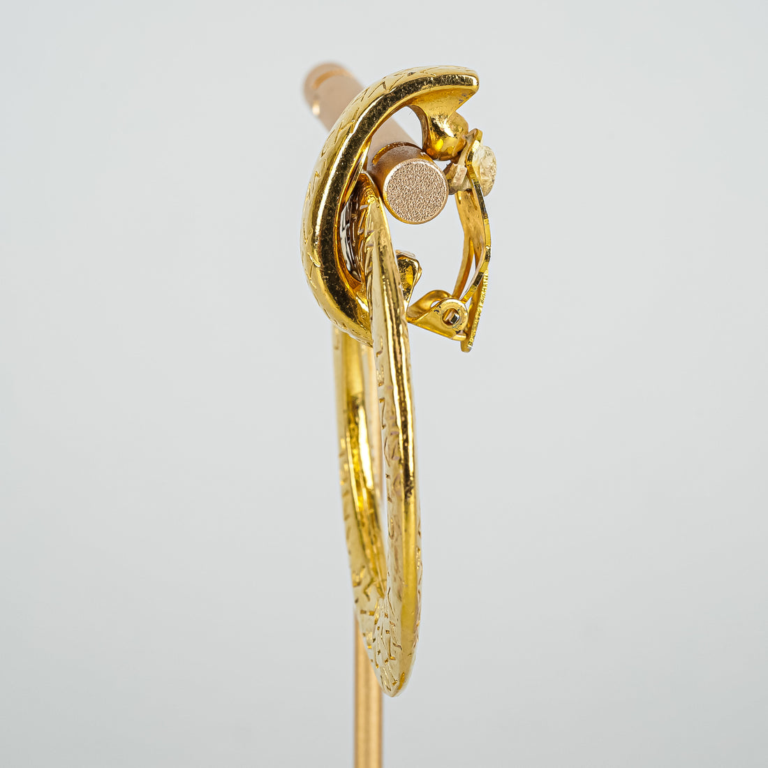 CHANEL Vintage Gold Plated Debossed Convertible Earrings