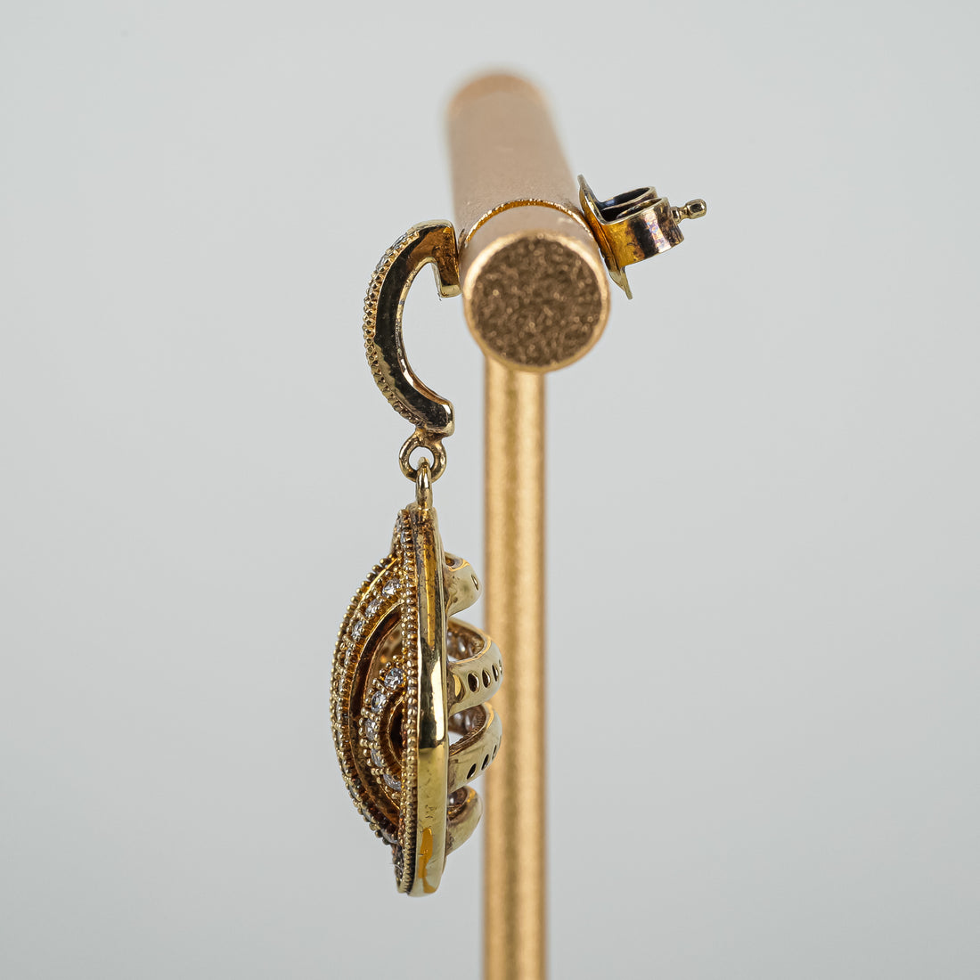 Gold Plated Sterling Silver Diamond Puff Square Dangle Earrings