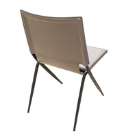 Modern Grey Leather And Steel Dining Chairs Set of 4