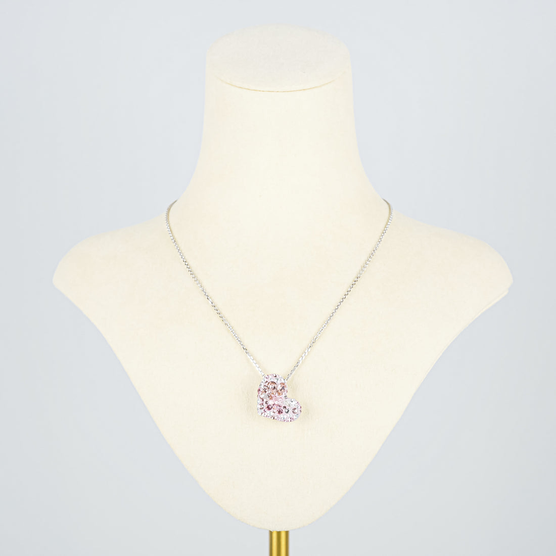SWAROVSKI "Alana" Silver Tone Pink Cubic Zirconia Heart Pendant Necklace