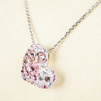 SWAROVSKI "Alana" Silver Tone Pink Cubic Zirconia Heart Pendant Necklace