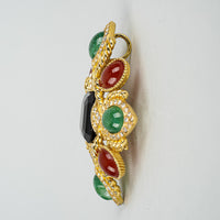 CINER Gold Tone Clear Cubic Zirconia Multi Resin Maltese Cross Brooch