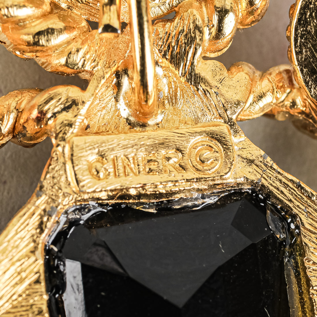 CINER Gold Tone Clear Cubic Zirconia Multi Resin Maltese Cross Brooch