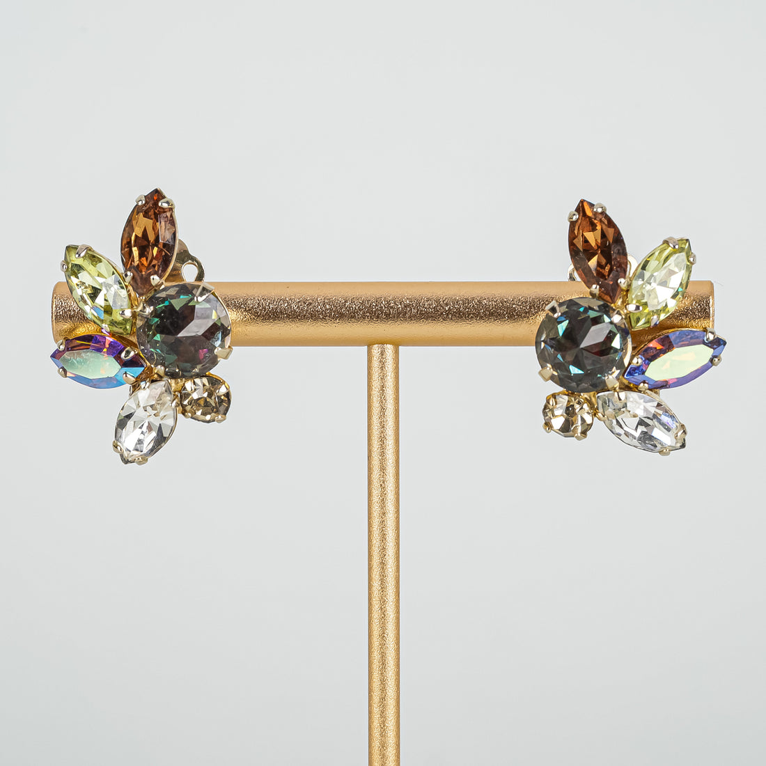 SHERMAN Gold Tone Multi Colour Sweep Style Clip On Earrings
