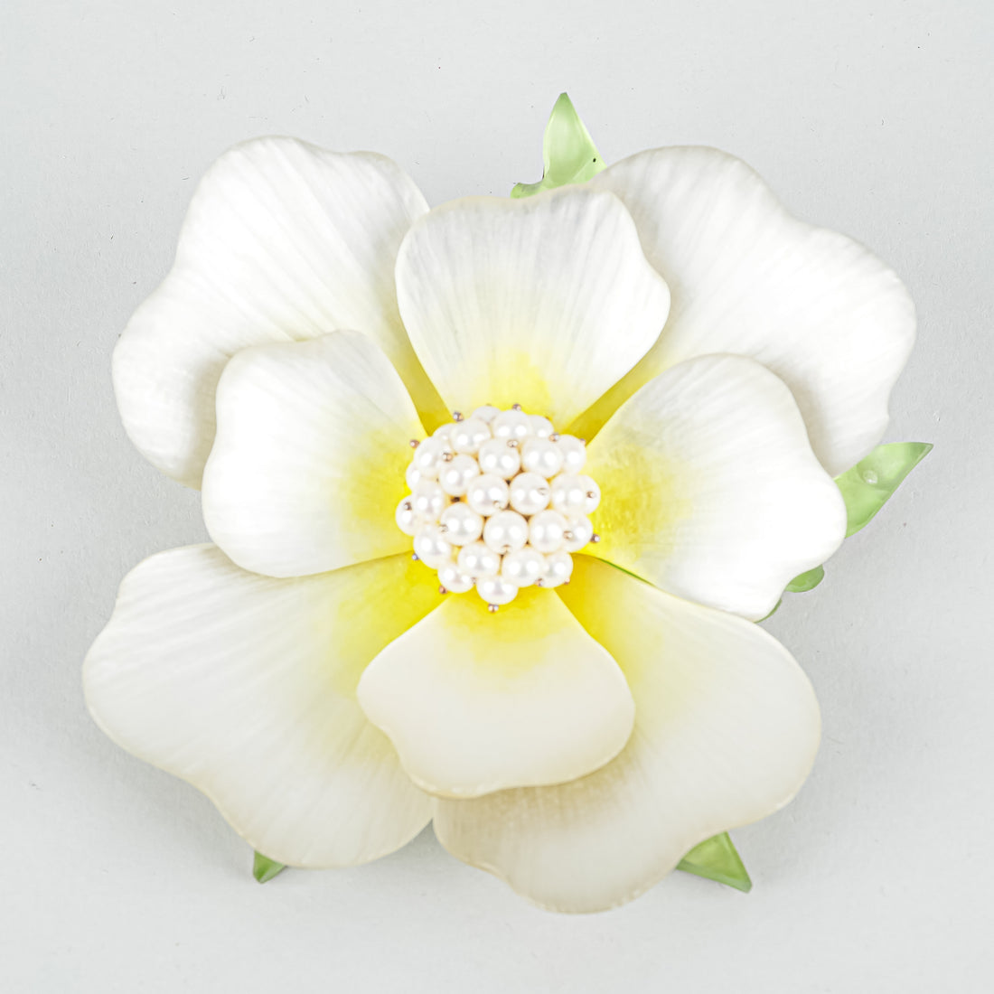 ALEXIS BITTAR  White, Yellow Lucite Layered Flower Brooch