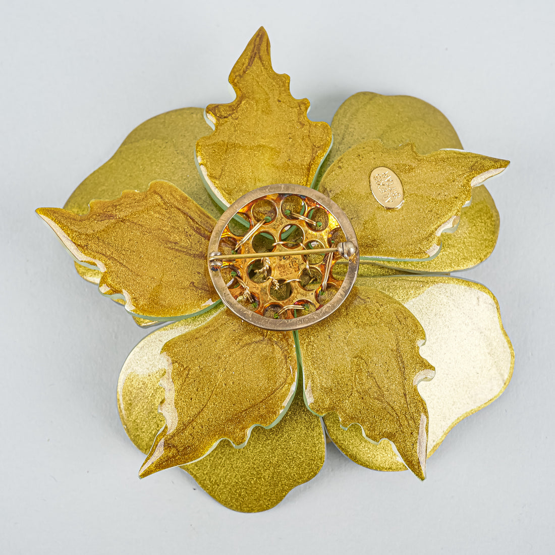 ALEXIS BITTAR  White, Yellow Lucite Layered Flower Brooch