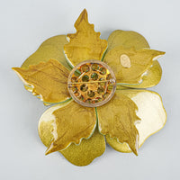 ALEXIS BITTAR  White, Yellow Lucite Layered Flower Brooch