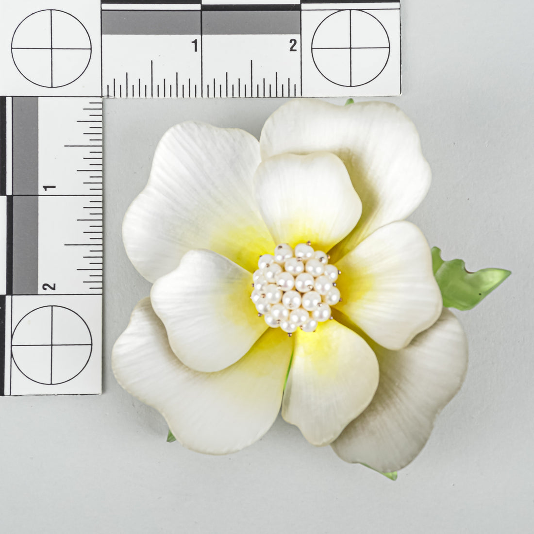 ALEXIS BITTAR  White, Yellow Lucite Layered Flower Brooch