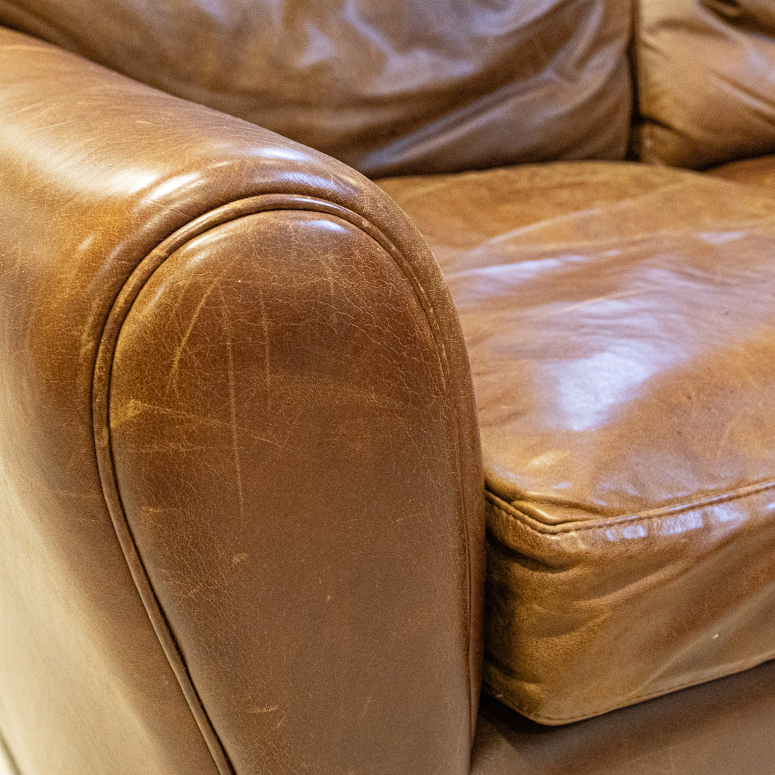 ROOTS Brown Leather Sofa