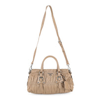 PRADA Taupe Leather Gaufre Satchel