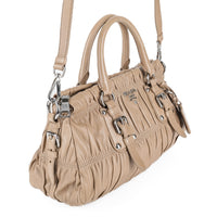PRADA Taupe Leather Gaufre Satchel