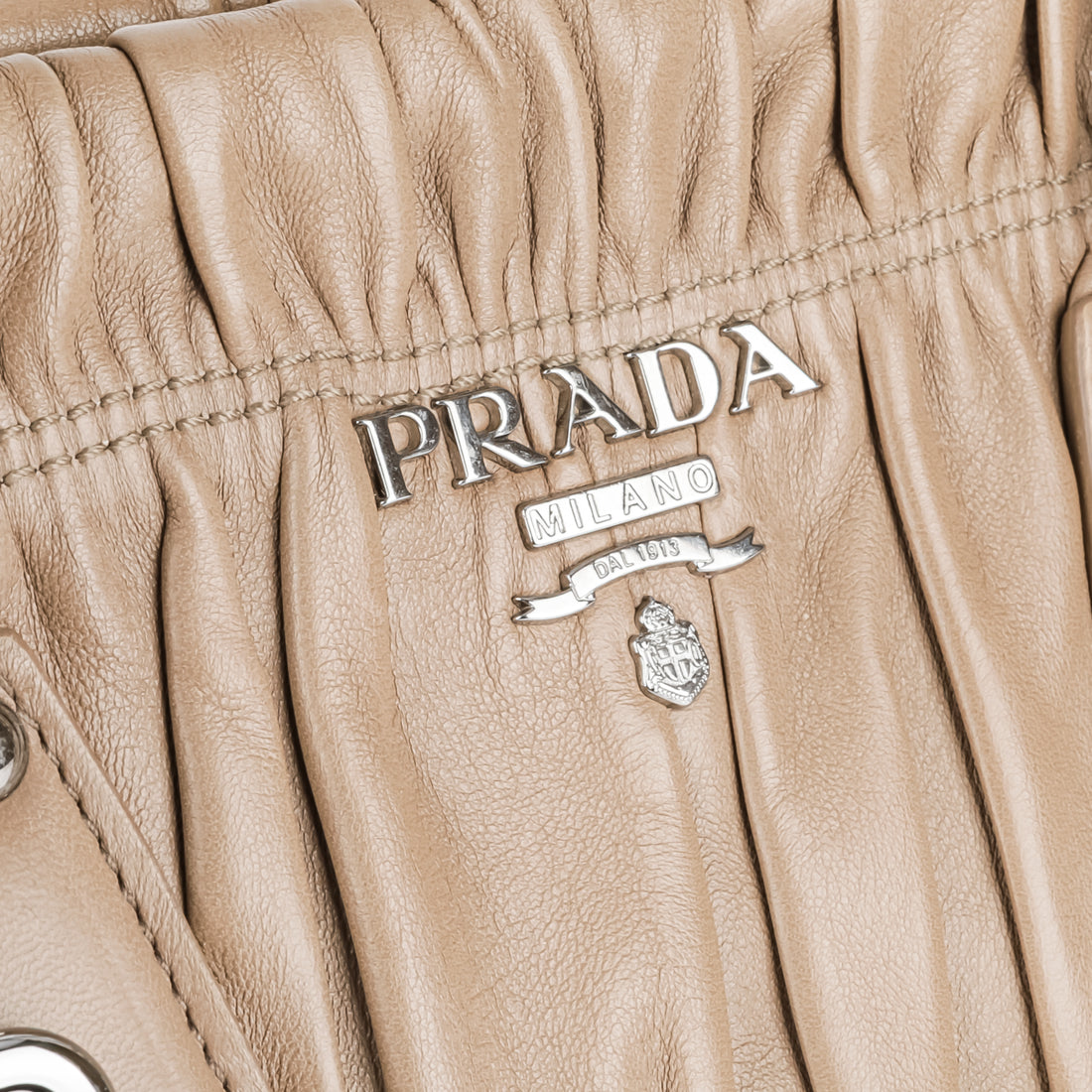 PRADA Taupe Leather Gaufre Satchel