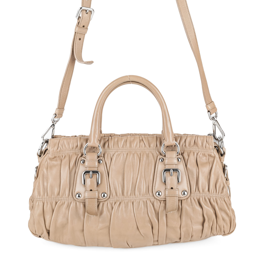 PRADA Taupe Leather Gaufre Satchel