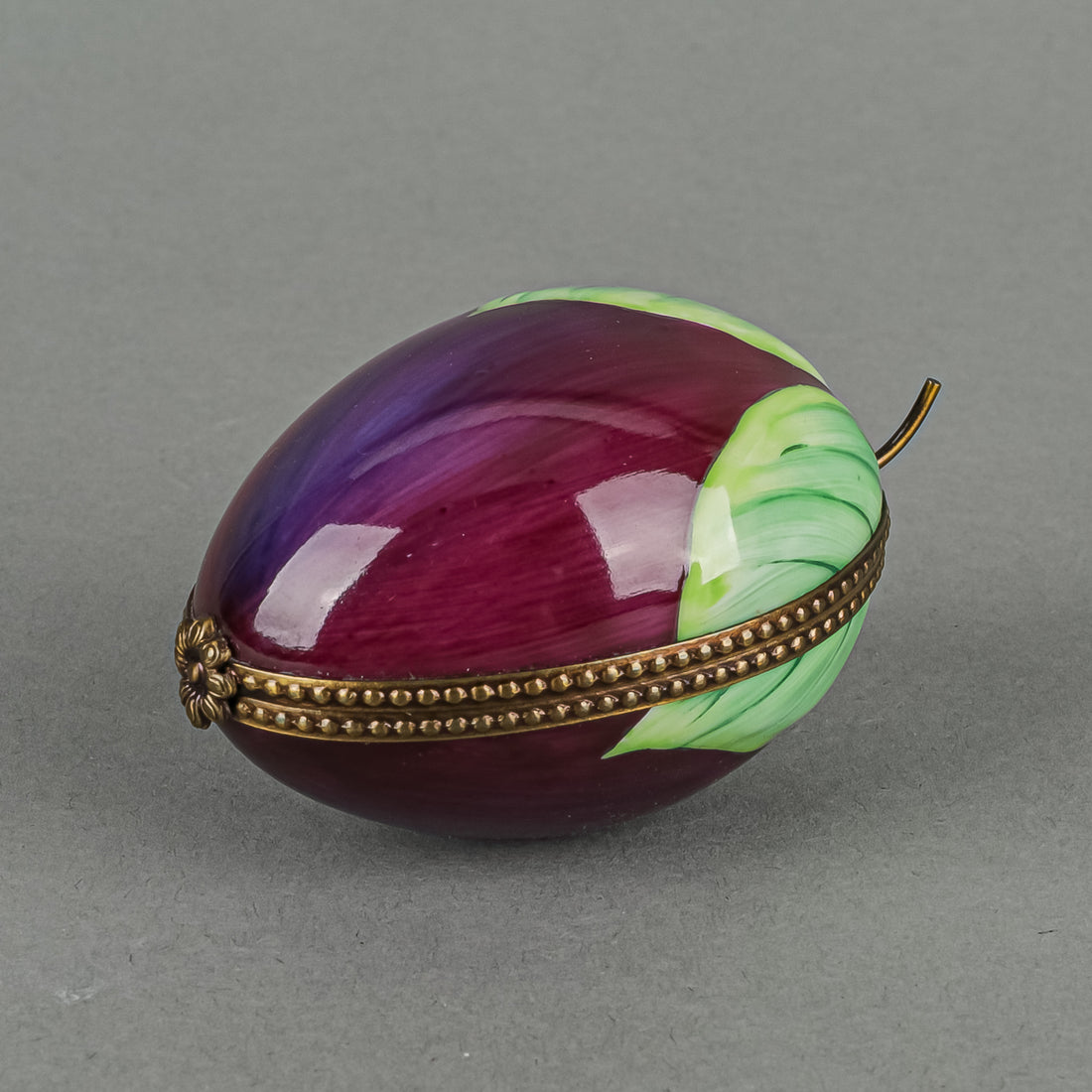 PARRY VIELLE Limoges Pill Box - Hand Painted Plum
