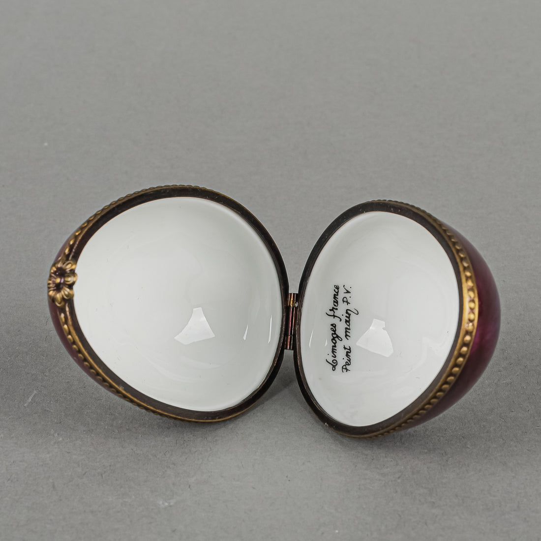 PARRY VIELLE Limoges Pill Box - Hand Painted Plum