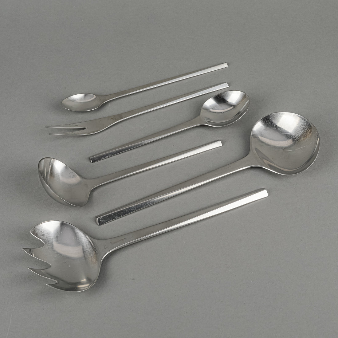 GEORG JENSEN Prism Stainless Steel Flatware 8 Place Settings Plus Extras