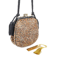 JUDITH LEIBER Leopard Print Suede Evening Bag
