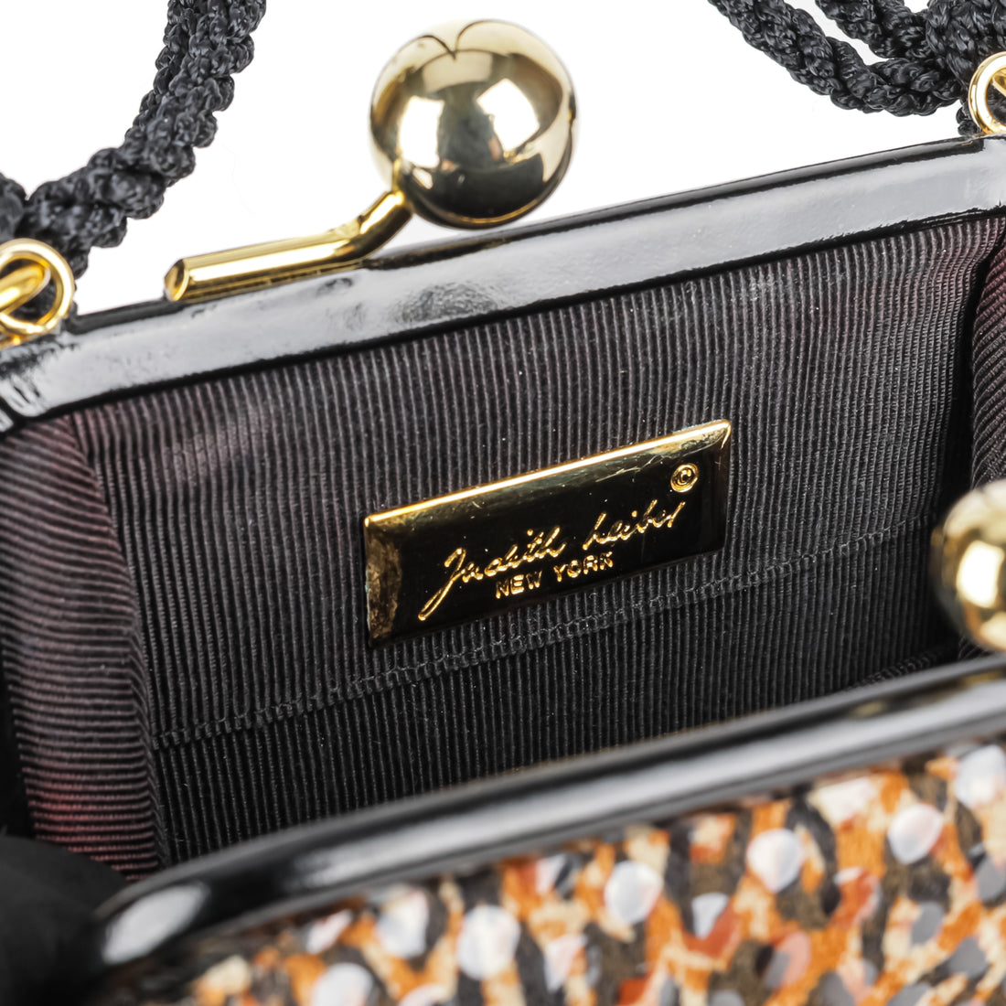 JUDITH LEIBER Leopard Print Suede Evening Bag