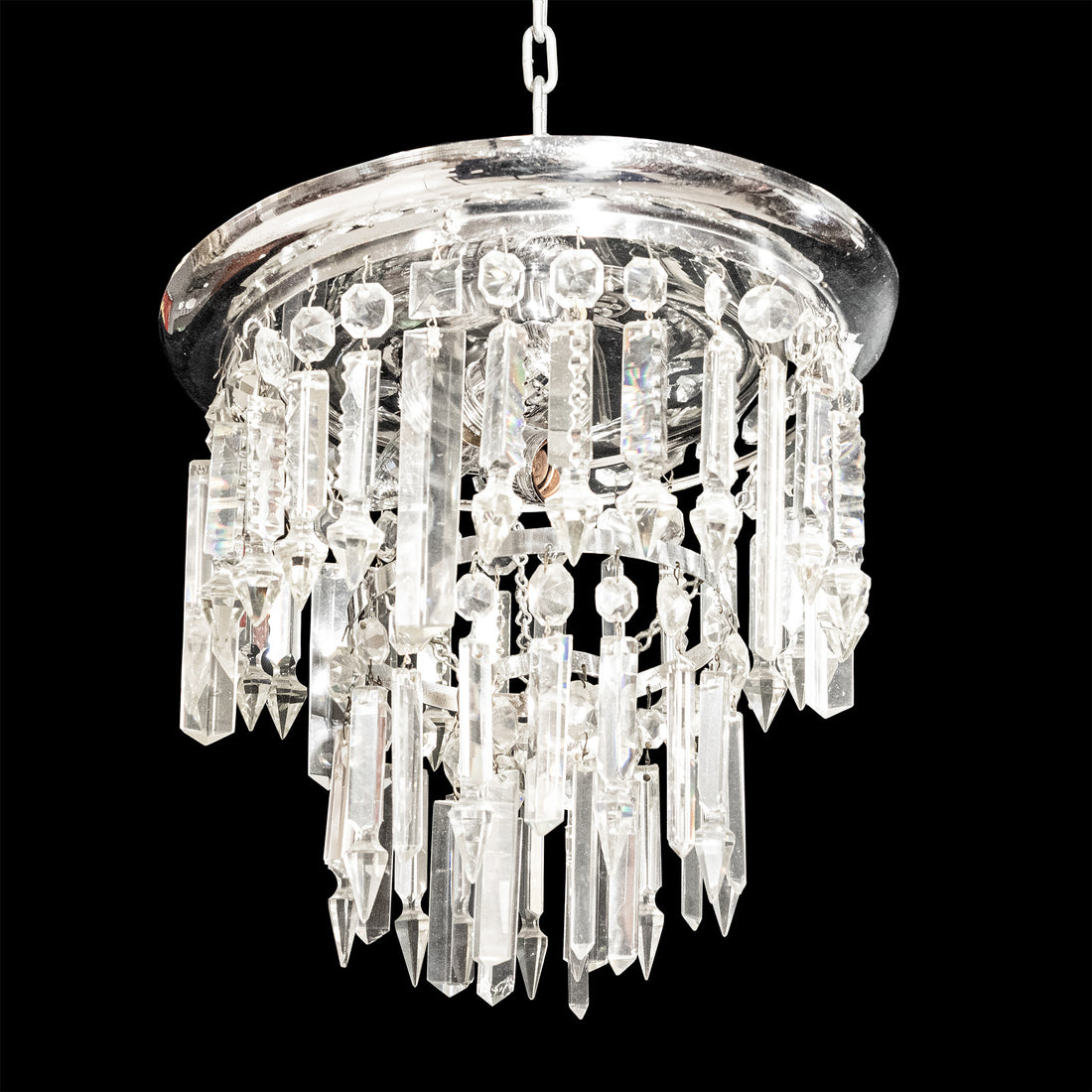 Flush Mount Three Tier Fixture w/Crystal Drops