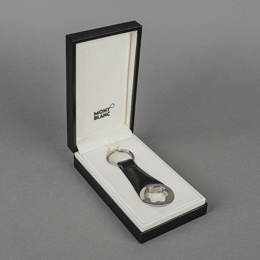 MONTBLANC Black Leather Star Keychain