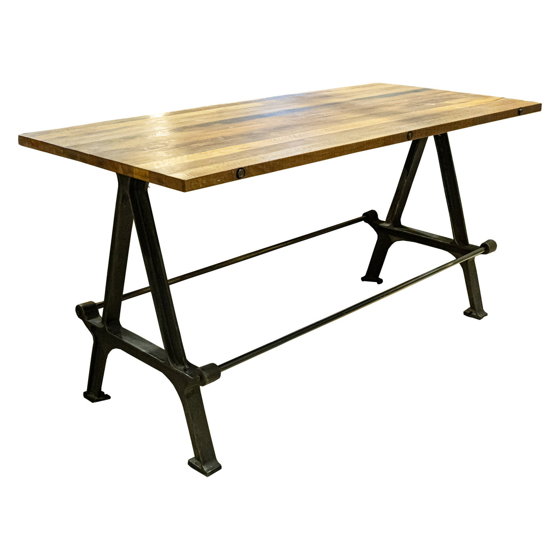 Cast Iron Counter Table With Rustic Butcher Block Top