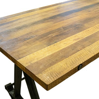 Cast Iron Counter Table With Rustic Butcher Block Top