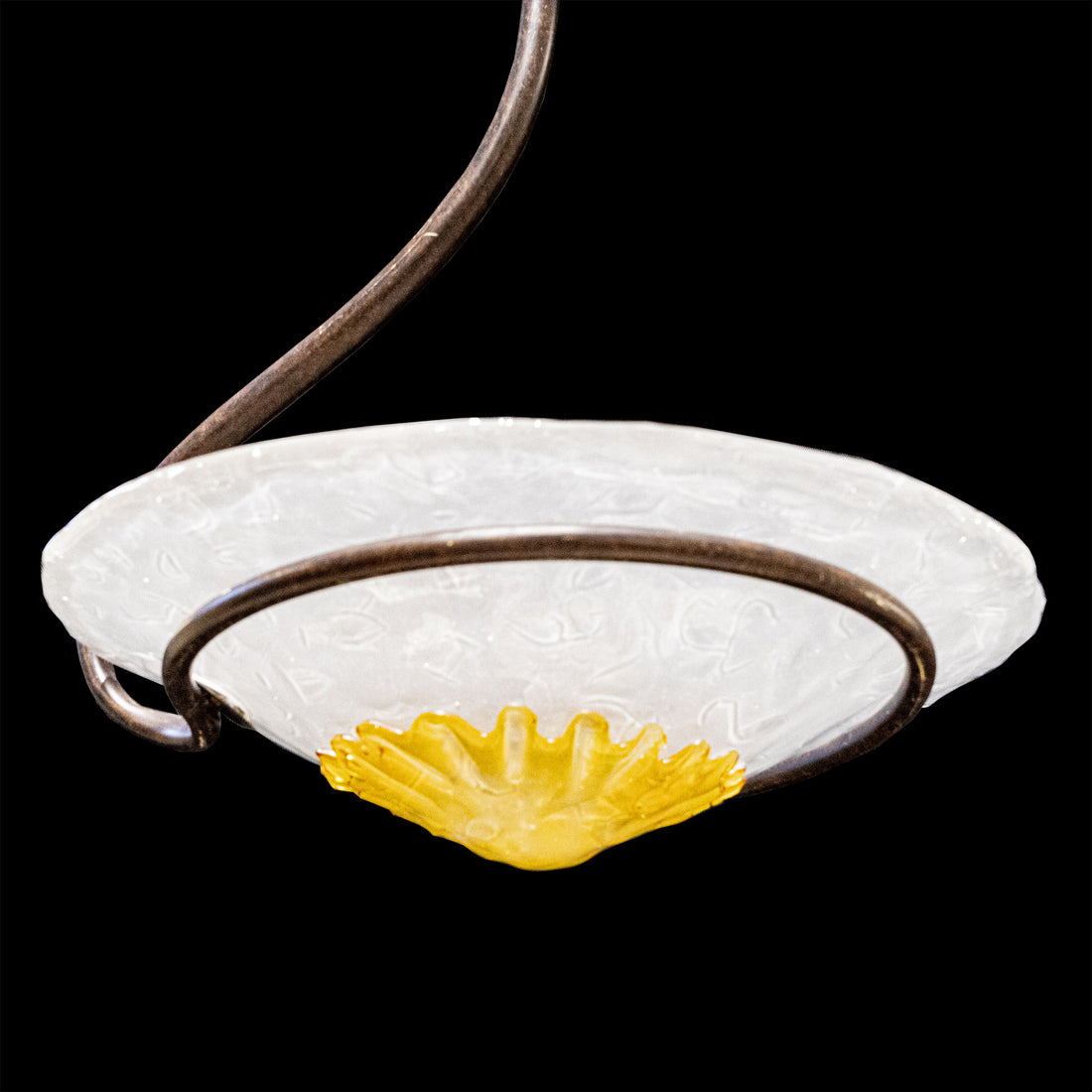 Murano Style Art Glass And Metal Framed One-Light Fixture