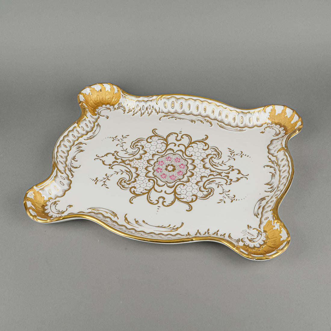 SEVRES Porcelain Embossed & Gilt Tray