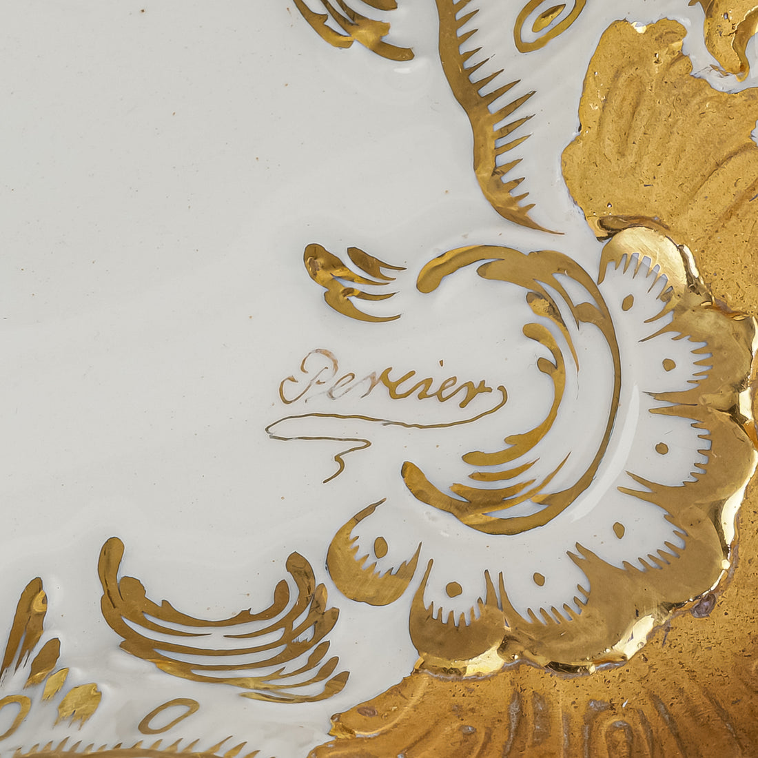 SEVRES Porcelain Embossed & Gilt Tray