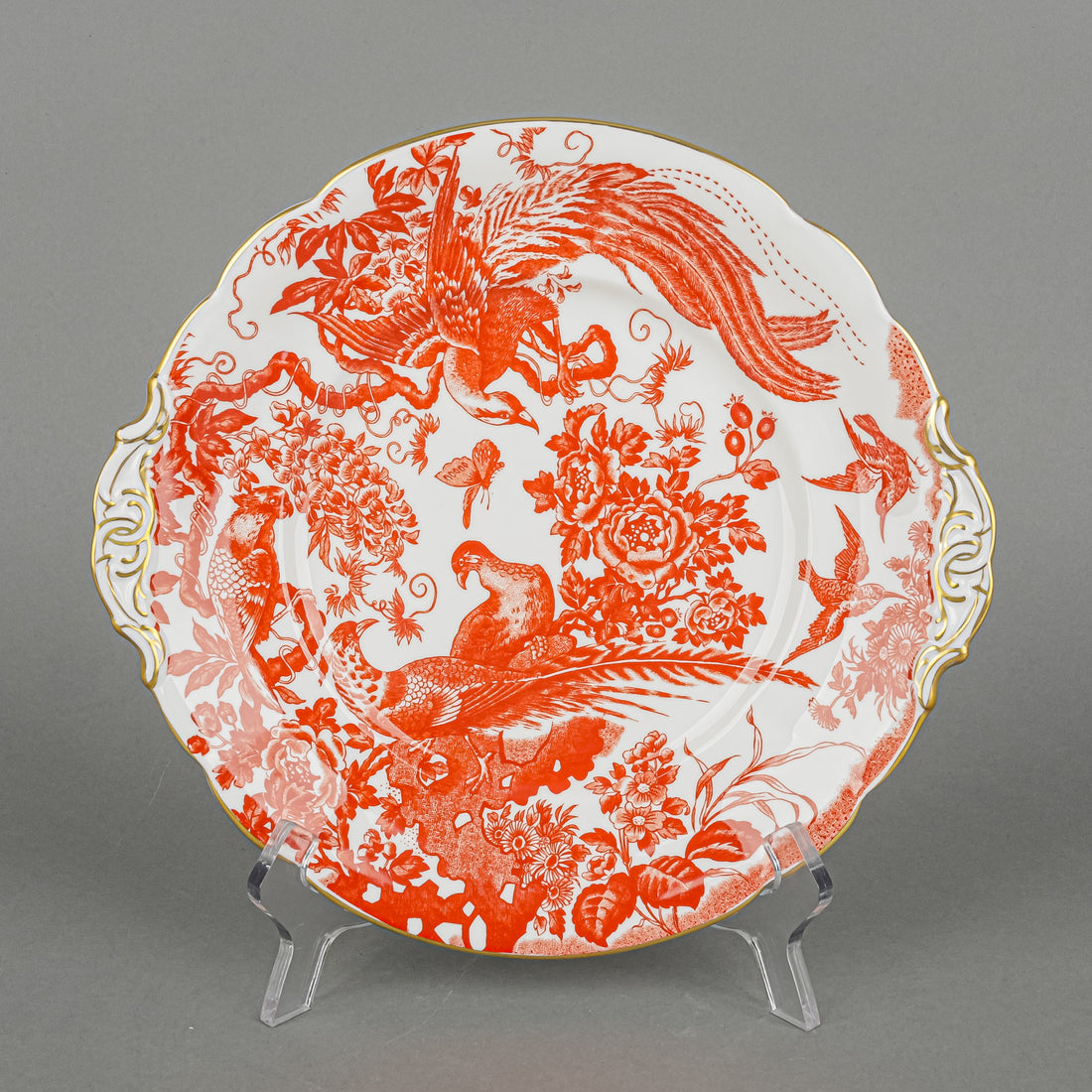ROYAL CROWN DERBY Red Aves Cake Plate