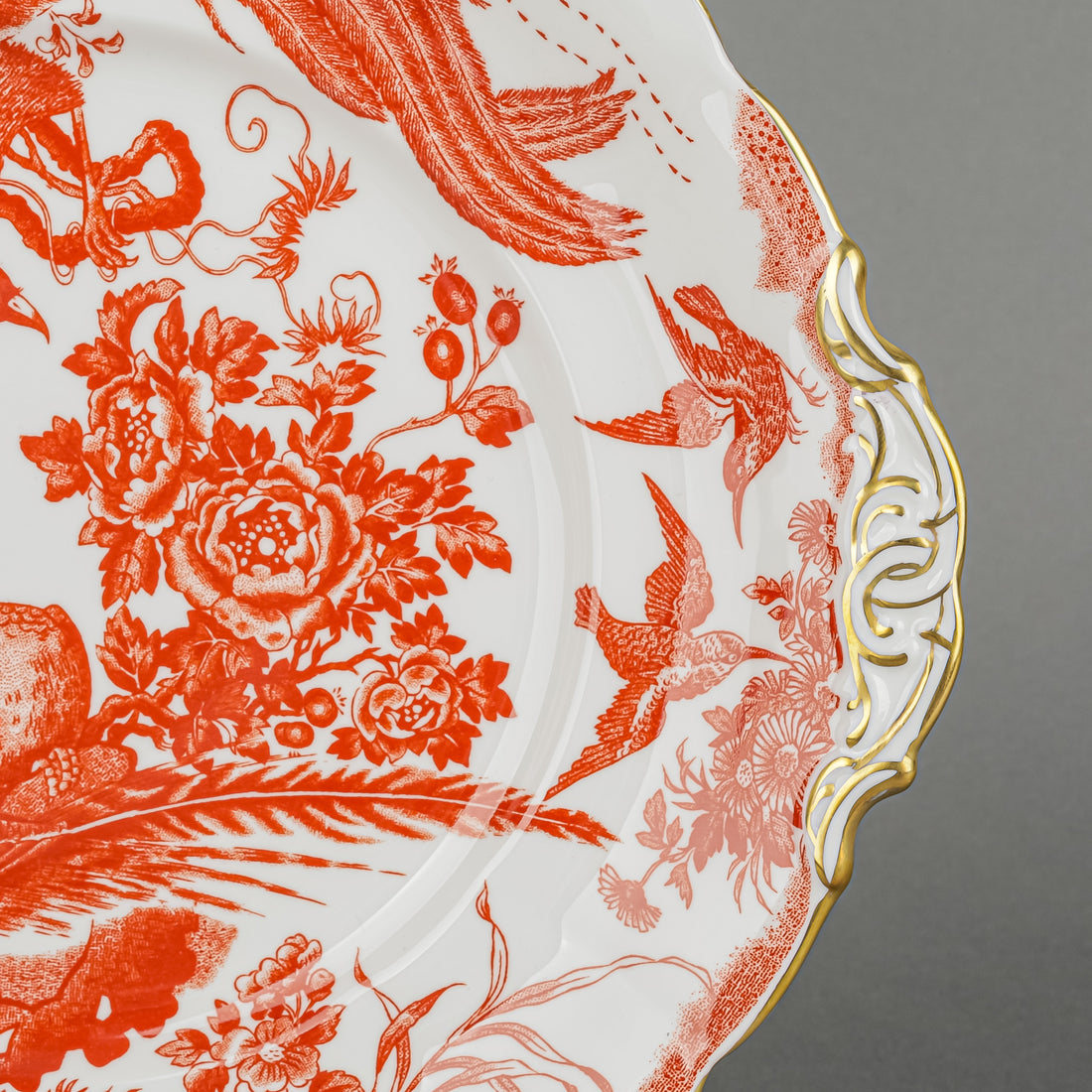 ROYAL CROWN DERBY Red Aves Cake Plate