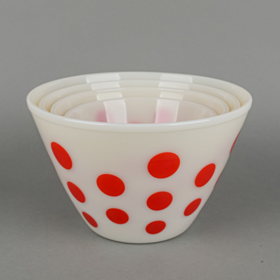 FIRE KING Red Dots Nesting Mixing Bowls Set of 4